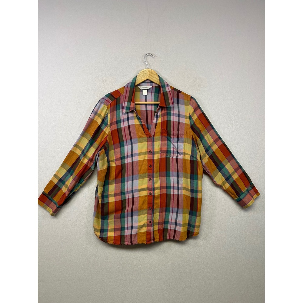 CJ Banks Colorful‎ Plaid Fall Aesthetic Womens X Multicolor Button Down Shirt